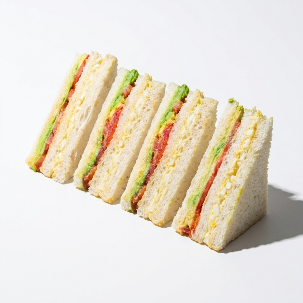 Mini triple de palta, tomate y huevo