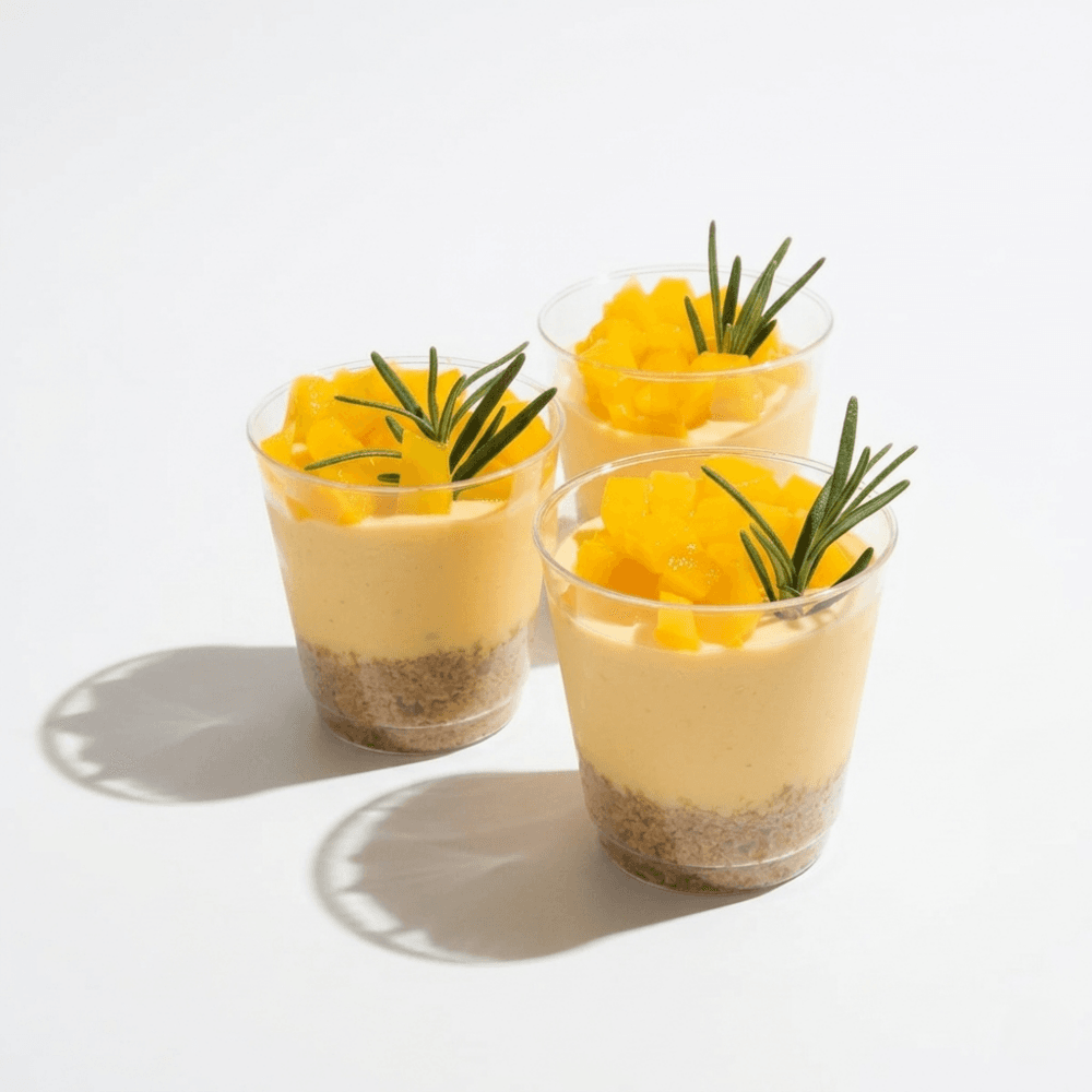Mini cheesecakes de mango