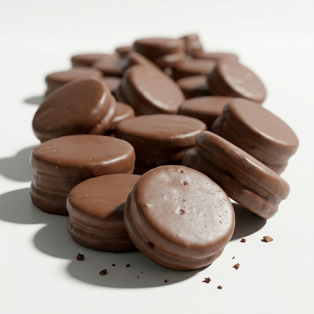 Mini alfajores cubiertos de chocolate