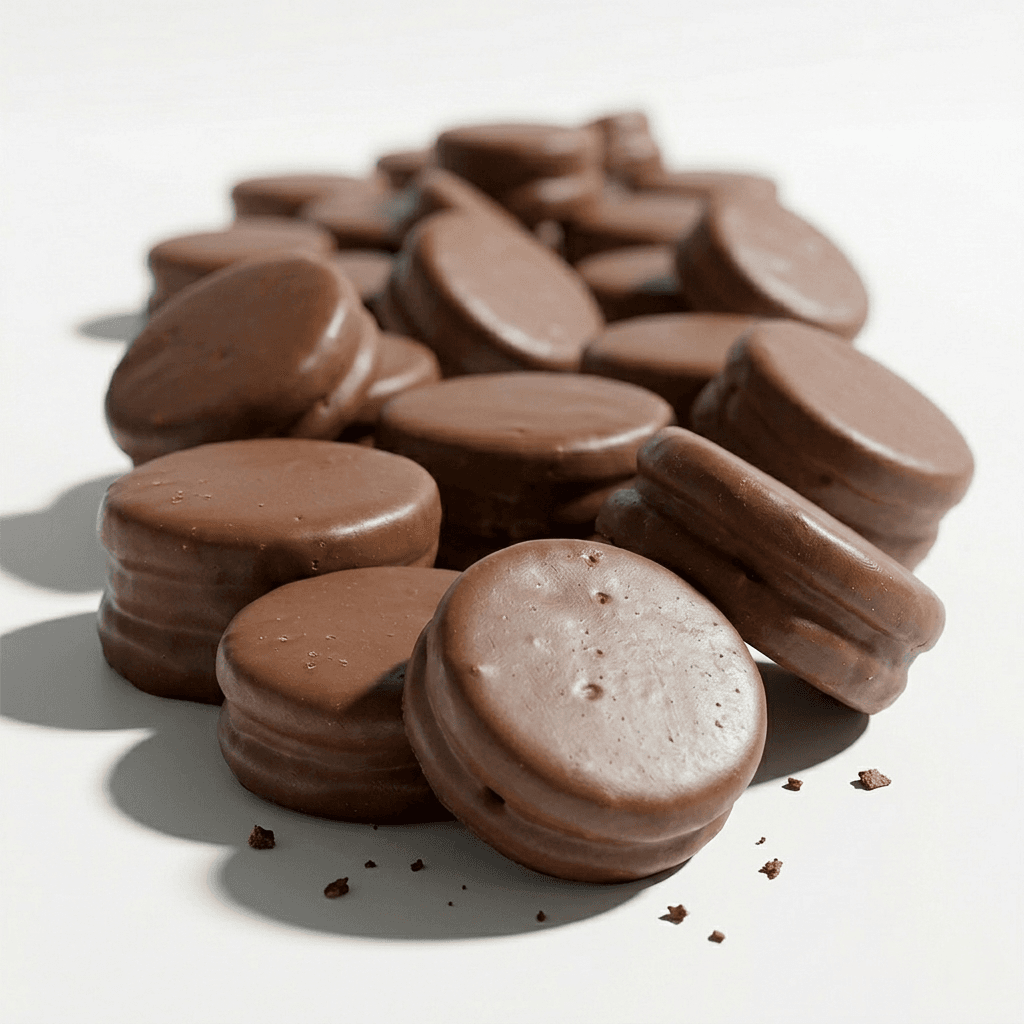 Mini alfajores cubiertos de chocolate